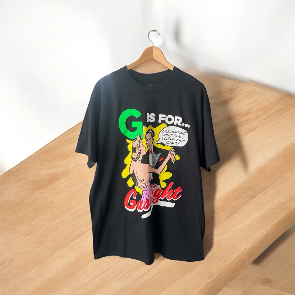NEW Spencer's x Good Shirts Unisex G IS FOR GASLIGHT Graphic Tee XL Crazy
